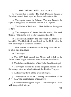 The original summary of the Aethyrs distinguishes the Master of the Temple, the frontier and the crossing, The Equinox I:5 (1911), special supplement, p. 175. The original summary of the Aethyrs distinguishes the Master of the Temple, the frontier and the crossing, The Equinox I:5 (1911), special supplement, p. 175.