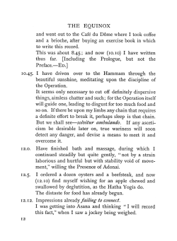 Timed observations from the first day of John St. John, The Equinox I:1 (1909), special supplement, p. 12.